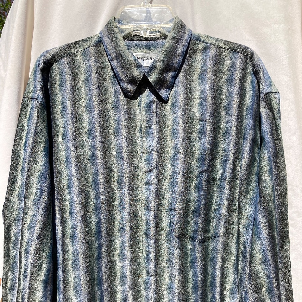 Jhane Barnes blue long sleeve button down cotton L shirt